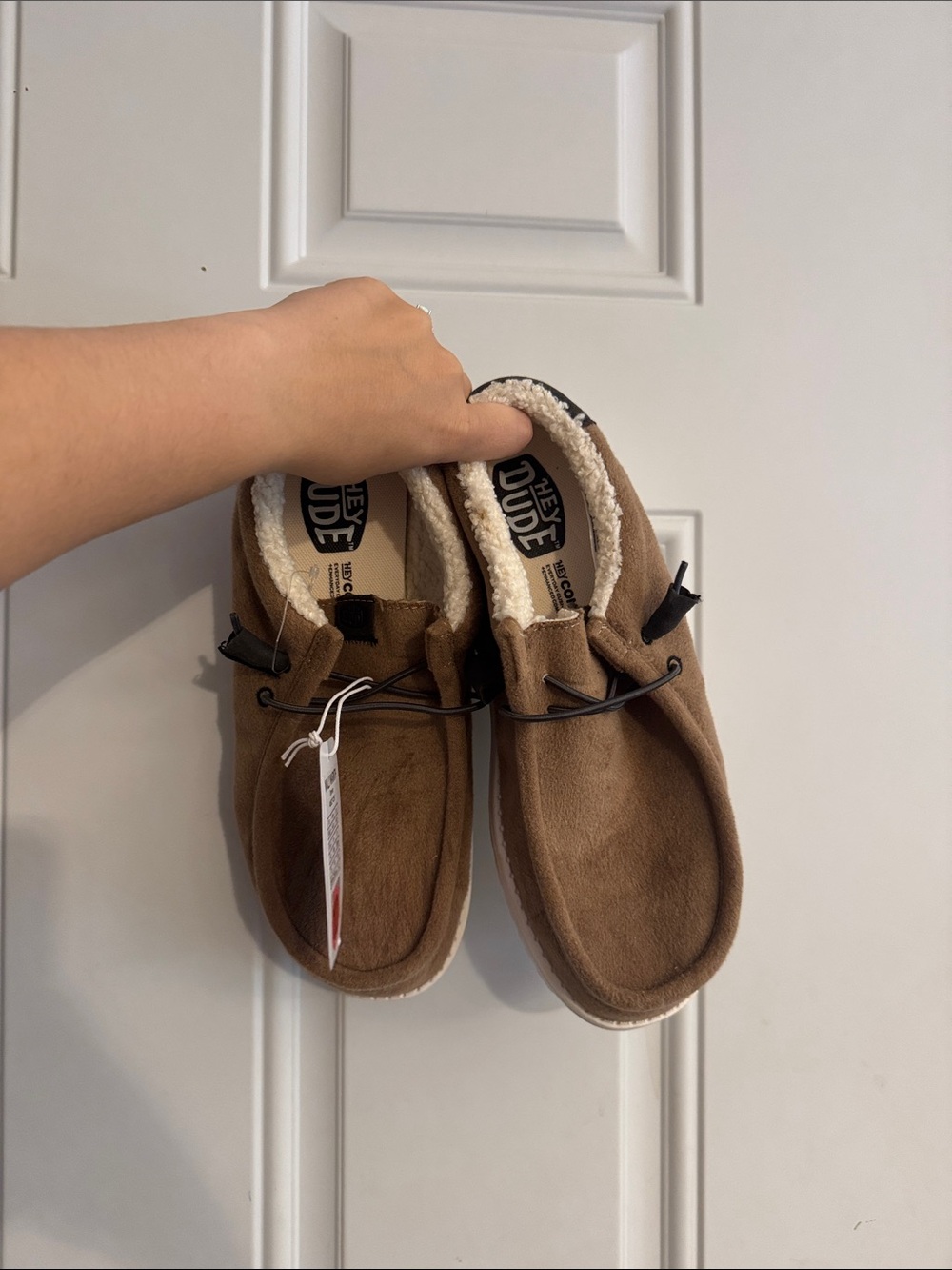 Hey Dude Brown Fleece-Lined Casual Slip-Ons